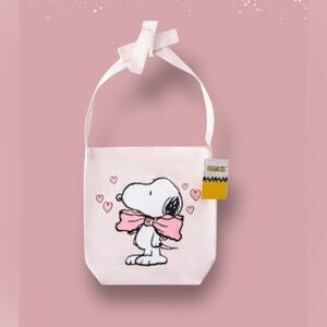 Peanuts Light Pink Snoopy Heart Canvas Tote Shoulder Bag Valentine’s Day NWT